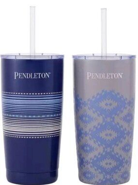 Pendleton 20oz Tumblers, Set of 2 Hot/Cold Tumbler (Blue & Gray)